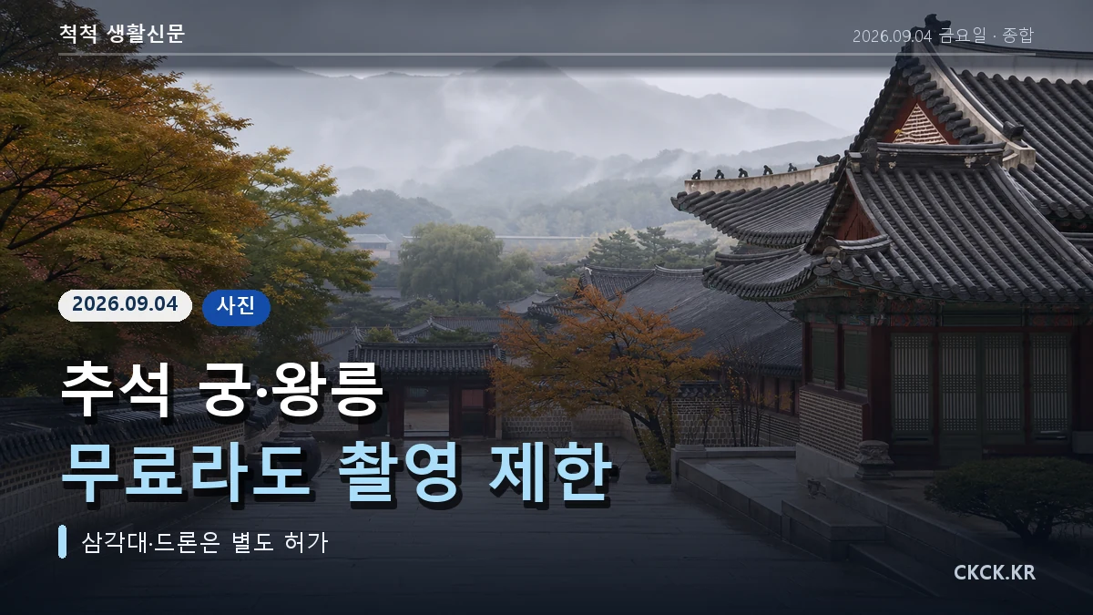 추석 궁 왕릉 무료라도 촬영 제한 헤드라인과 카메라을 표현한 이미지